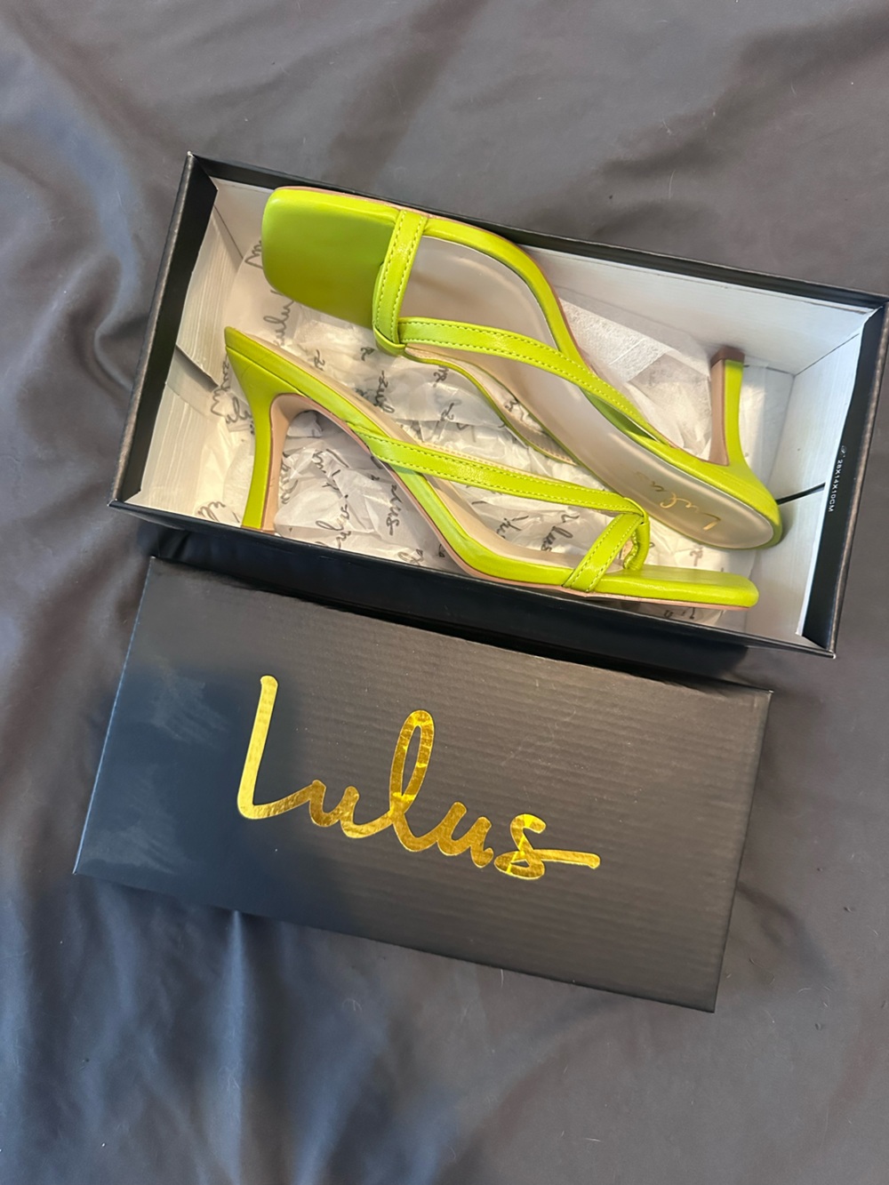 Lulu's Neon Yellow Strappy Kitten Heel Sandals
